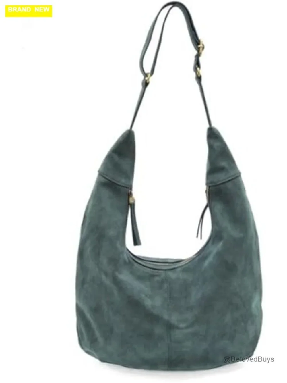 Faux Suede Large Crescent Hobo Handbag Double Zip Closure